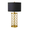 SOGA Golden Hollowed Out Base Table Lamp with Dark Shade