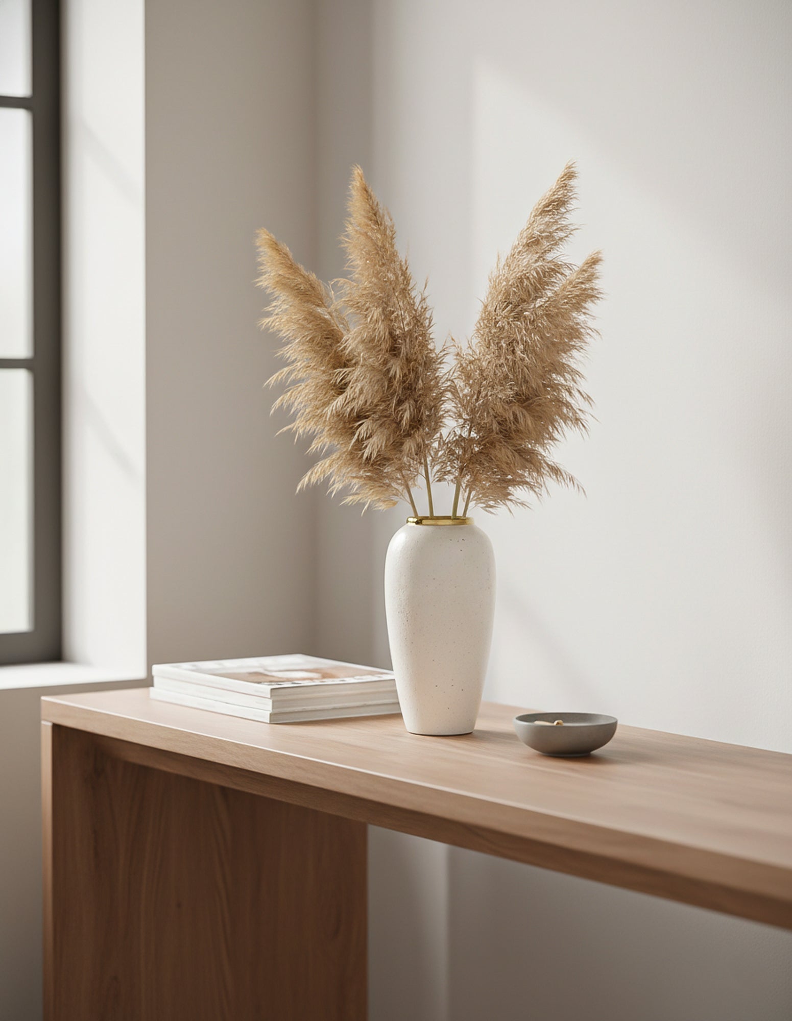 SOGA 35x17cm Plain White Large Ceramic Flower Vase Elegant Living Room Home Decor