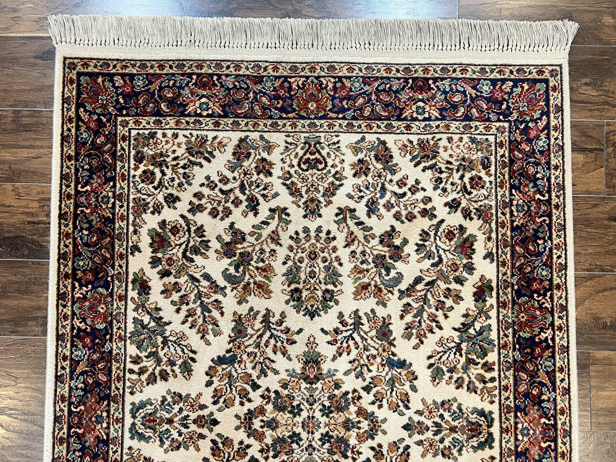 Karastan Rug 4x6, Karastan Ivory Sarouk #760 Wool Carpet, Vintage Original Collection 700 Series Discontinued, Floral Oriental Rug