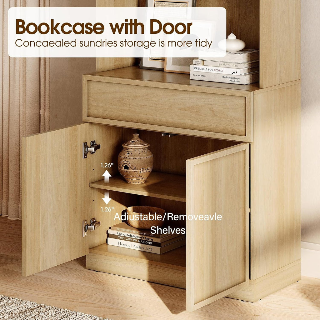 Oak 72 Inch Adjustable Storage Home Library Bookshelf