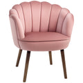 Velvet Vanity Accent Chair with Wood Legs - Pink