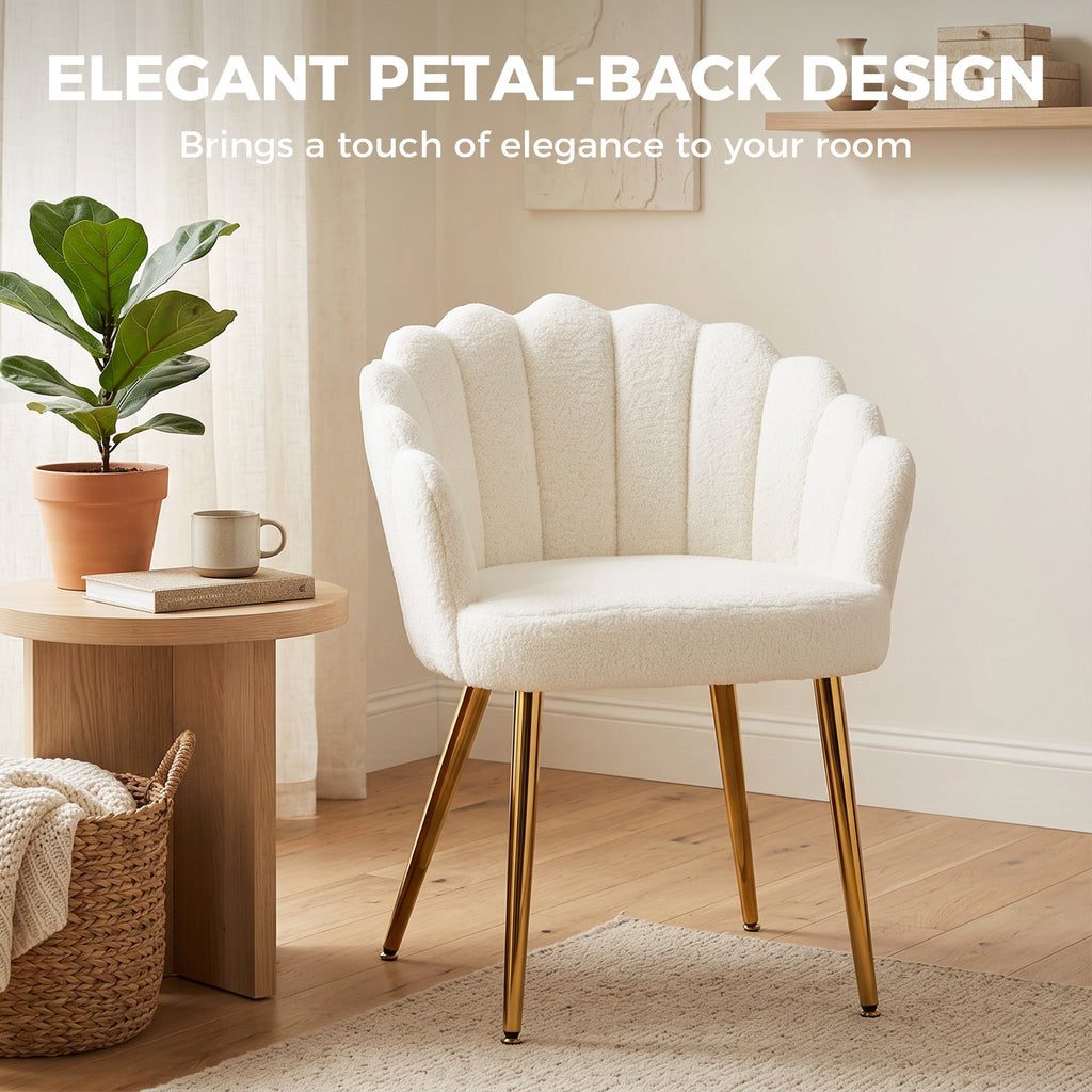 Petal-Back Accent Chair with Metal Legs - Cream