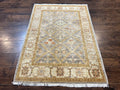 Pakistani Peshawar Rug 3.6 x 5, Safavieh Wool Handmade Hand Knotted Vintage Rug, Panel Design Oriental Carpet, Pair C