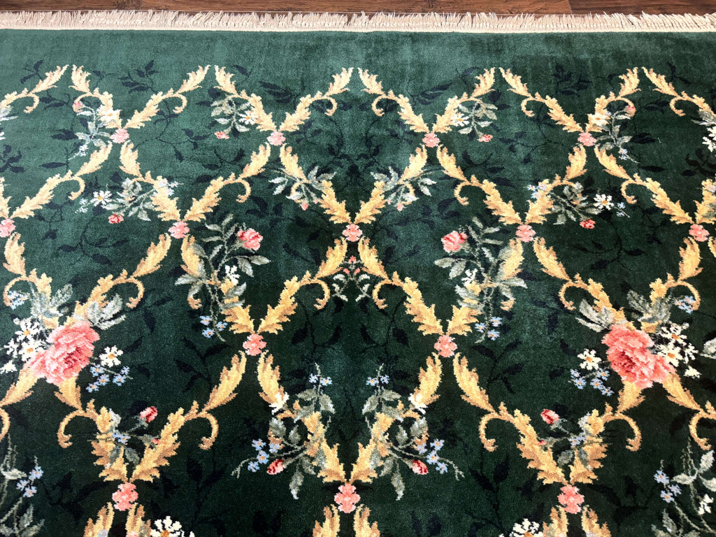 Karastan Garden of Eden Rug 8.8 x 11.8, Green Savonnerie 509/1733, Wool