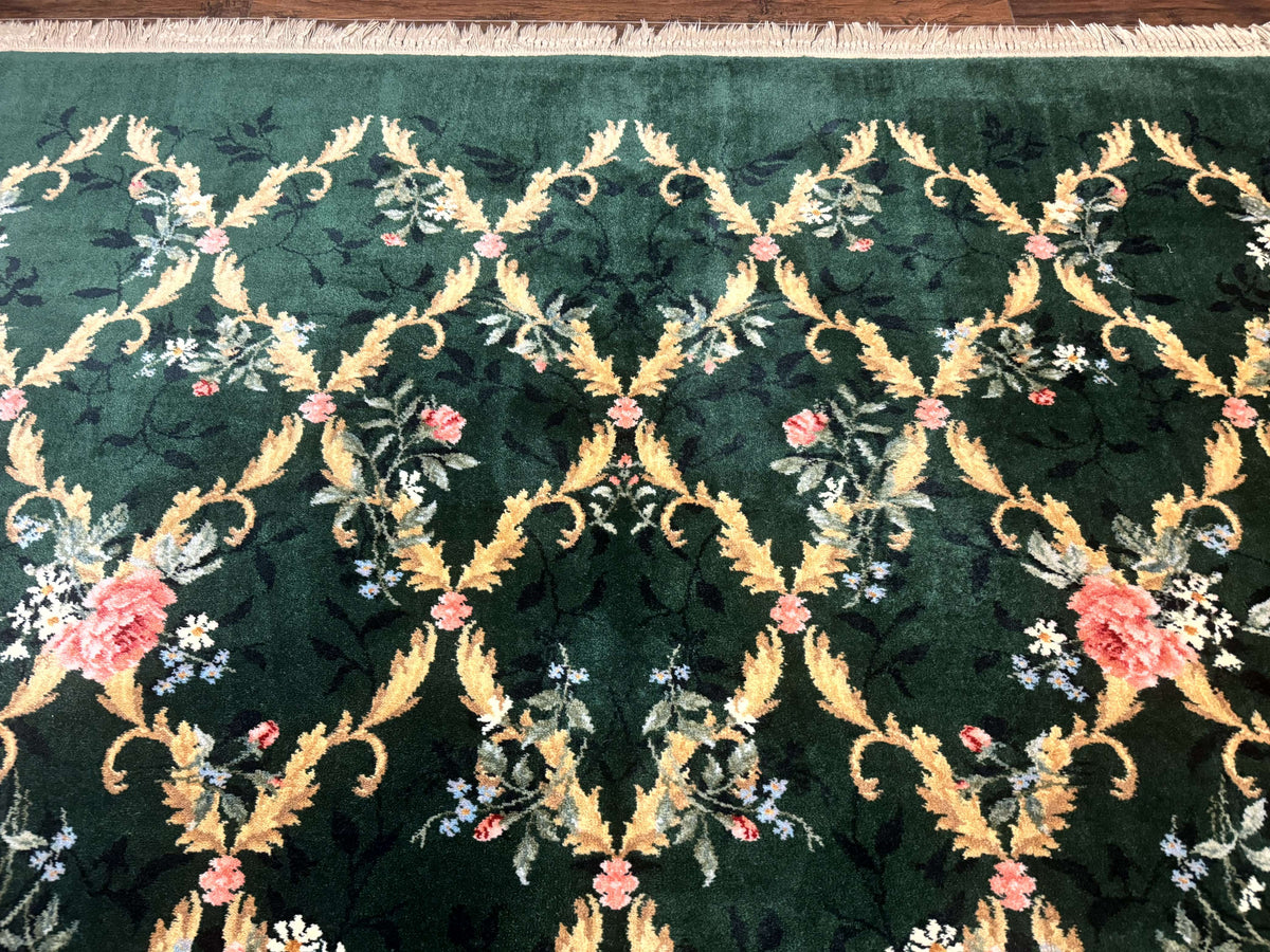 Karastan Garden of Eden Rug 8.8 x 11.8, Green Savonnerie 509/1733, Wool