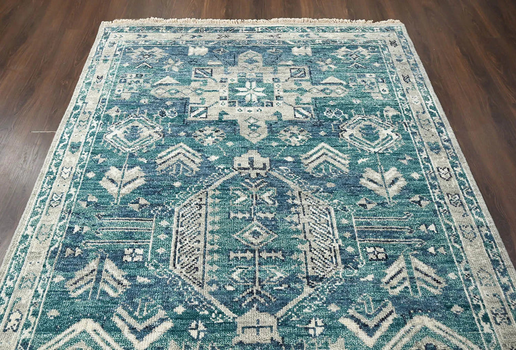 Multi Size Turquoise, Gray Hand Knotted Arts & Crafts 100% Wool Turkish Oushak Traditional Oriental Area Rug