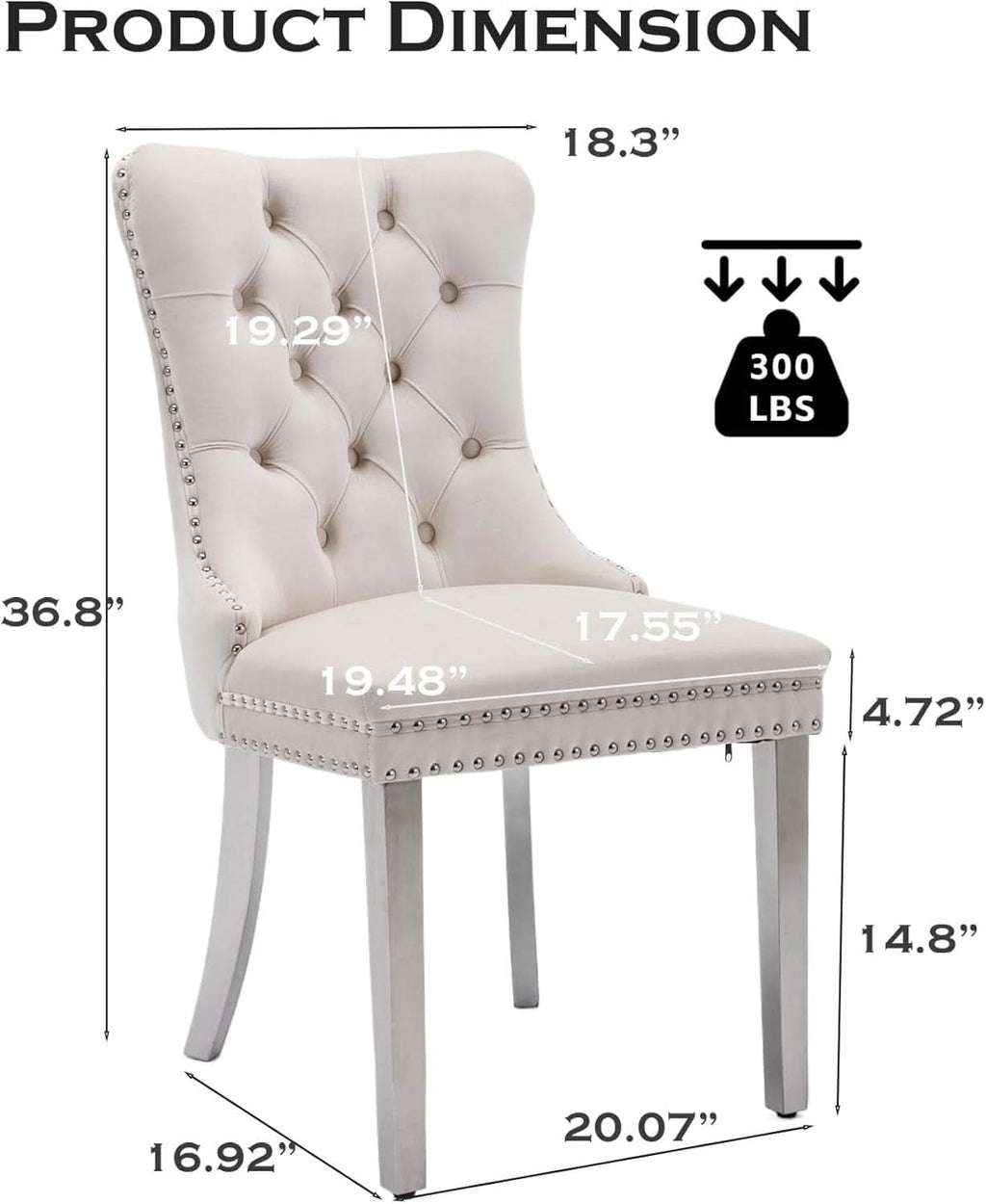 Velvet Dining Chairs Set Of 2 Beige Tufted Upholstered