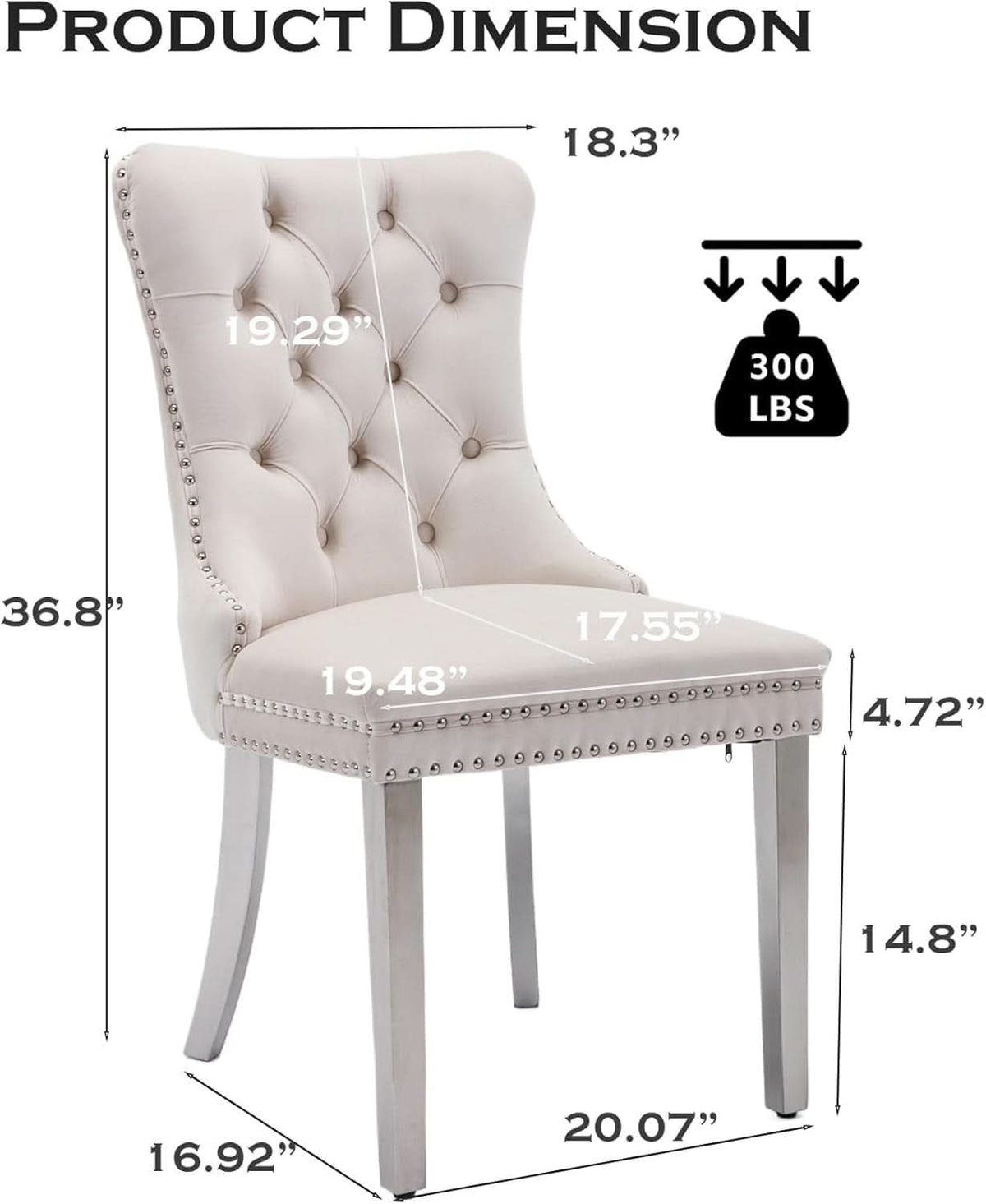 Velvet Dining Chairs Set Of 2 Beige Tufted Upholstered