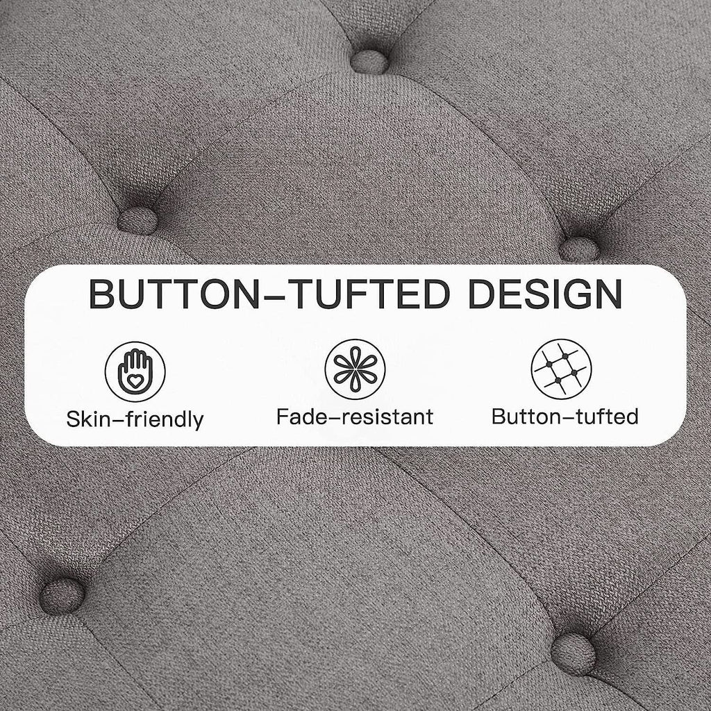 Grey Tufted Storage Ottoman Square For Living Room
