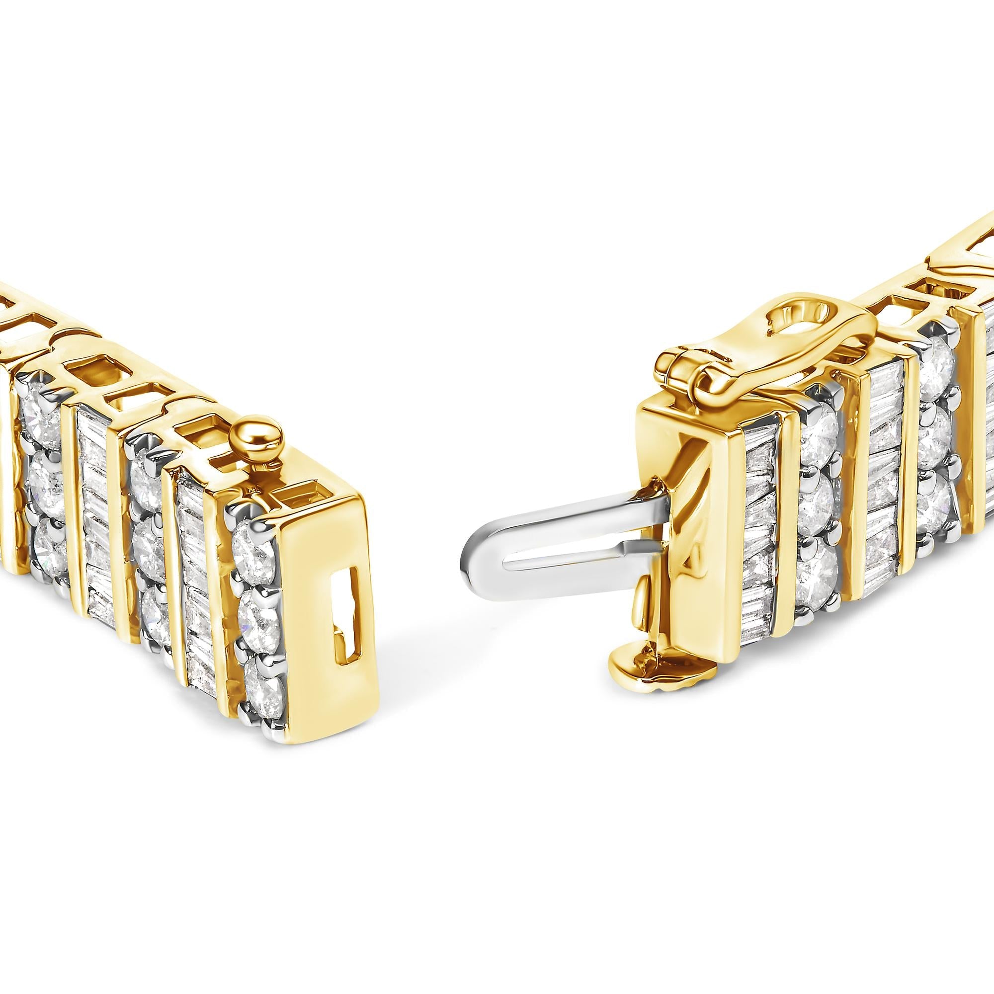 14K Yellow Gold Round and Baguette-Cut Diamond Bracelet (5.50 cttw, H-I Color, I1-I2 Clarity)-1