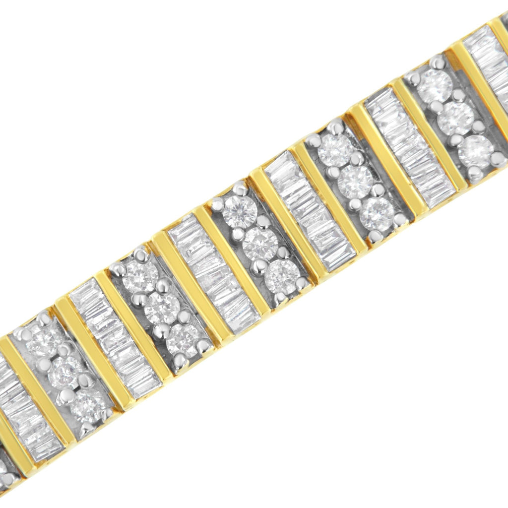 14K Yellow Gold Round and Baguette-Cut Diamond Bracelet (5.50 cttw, H-I Color, I1-I2 Clarity)-4