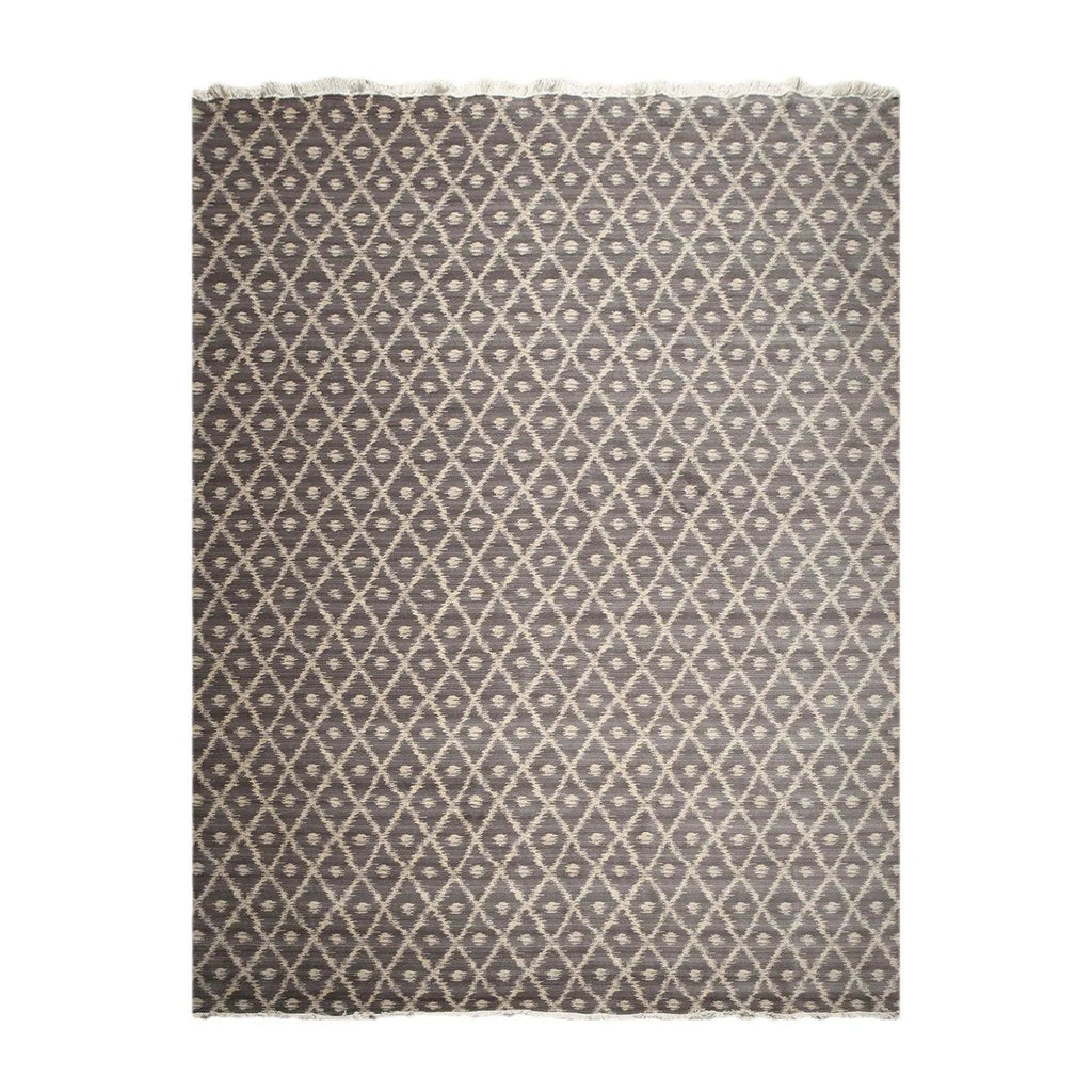 9' x 12' Hand knotted Oriental Area rug Wool full pile Modern Ikat Gray 9x12 ft