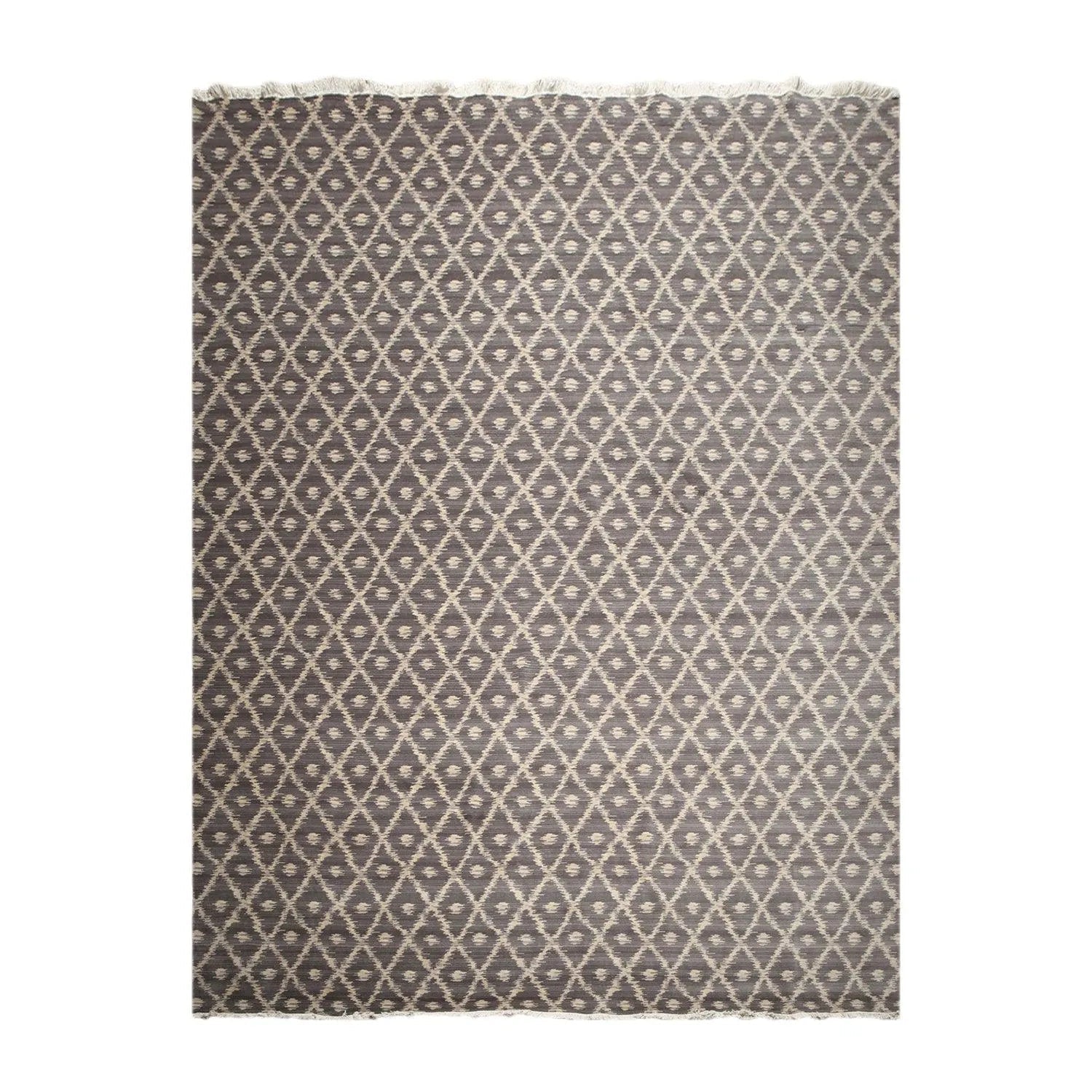 9' x 12' Hand knotted Oriental Area rug Wool full pile Modern Ikat Gray 9x12 ft