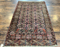 Persian Turkoman Rug 4x6, Wool Hand Knotted Antique Bokhara Carpet, Red Pink, Handmade Tribal Oriental Rug 4 x 6 ft