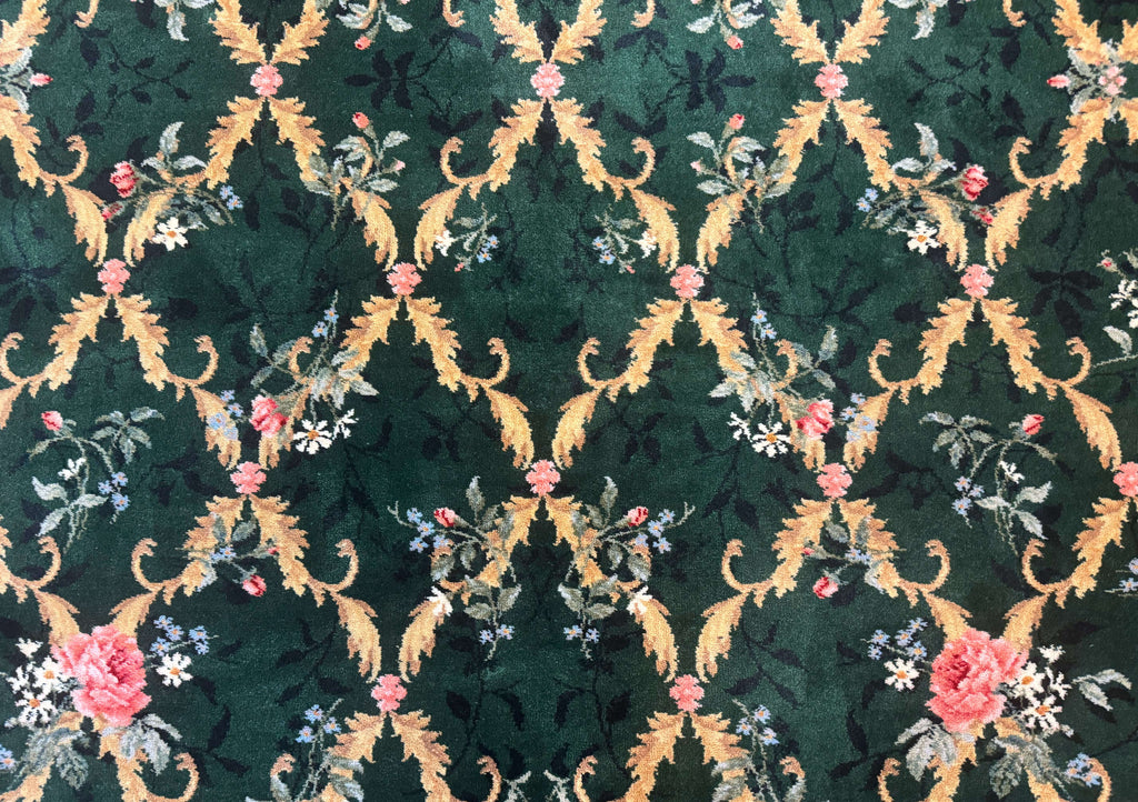 Karastan Garden of Eden Rug 8.8 x 11.8, Green Savonnerie 509/1733, Wool