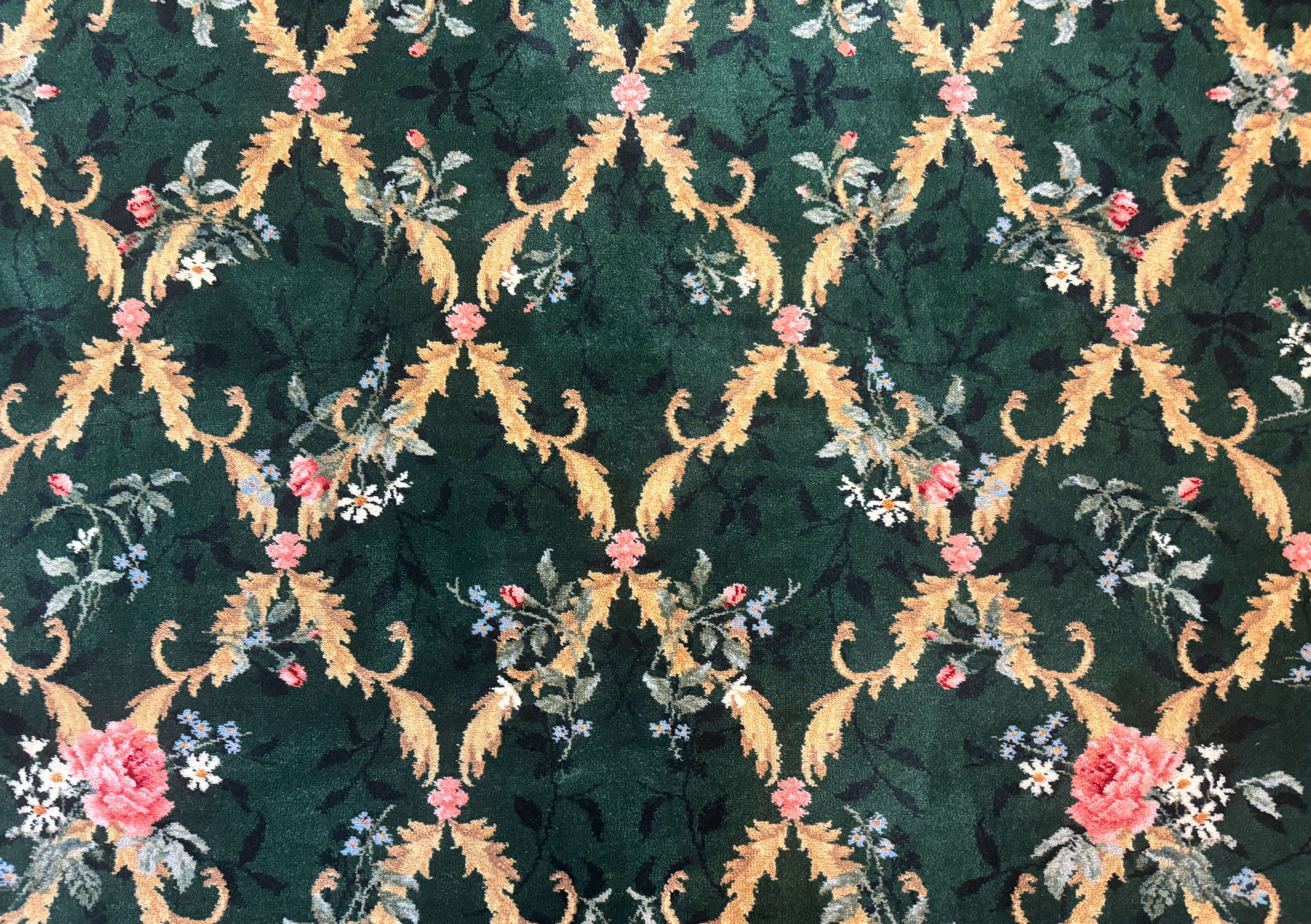 Karastan Garden of Eden Rug 8.8 x 11.8, Green Savonnerie 509/1733, Wool