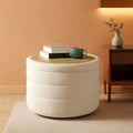 White Round Storage Ottoman Ultra Durable Cozy Elegant
