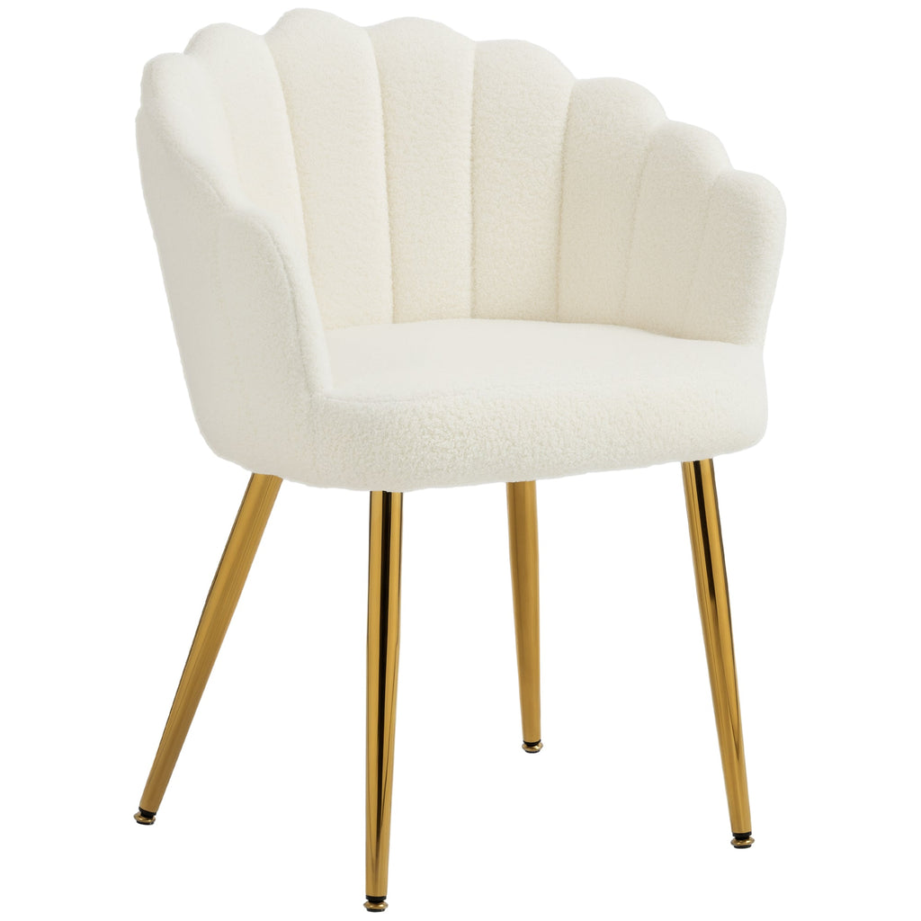 Petal-Back Accent Chair with Metal Legs - Cream