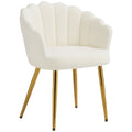 Petal-Back Accent Chair with Metal Legs - Cream