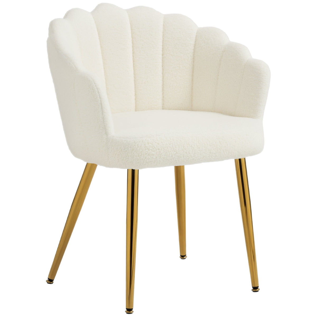 Petal-Back Accent Chair with Metal Legs - Cream