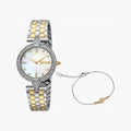 Just Cavalli Women's Silver & Gold Watch, White Dial | Jc1l159m0085
