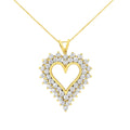 14K Yellow Gold .925 Sterling Silver 4 cttw Round-cut Diamond Cluster Heart Pendant Necklace (K-L Color, I1-I2 Clarity)-0