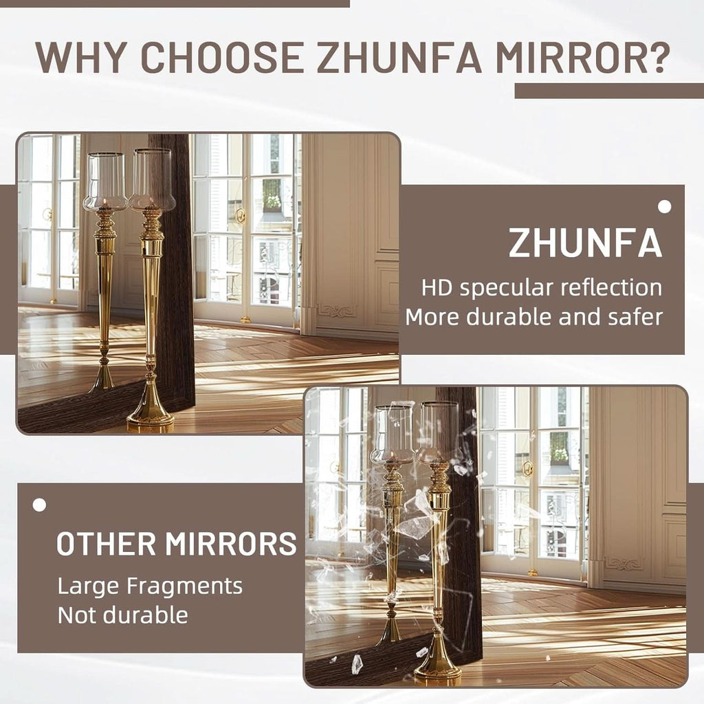 Arched Full Length Mirror 71x32 Inch Brown Solid Wood Frame