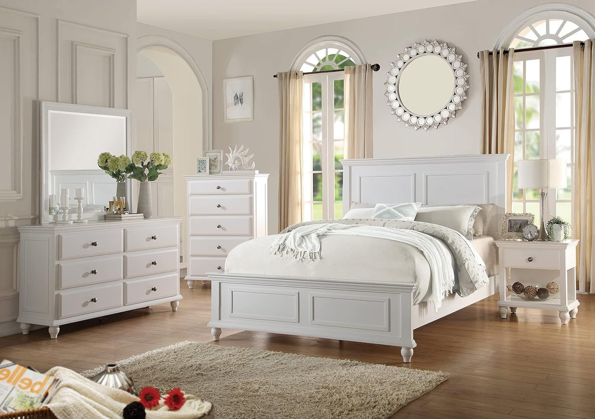 White Eastern King Size Contemporary Platform Bedstead