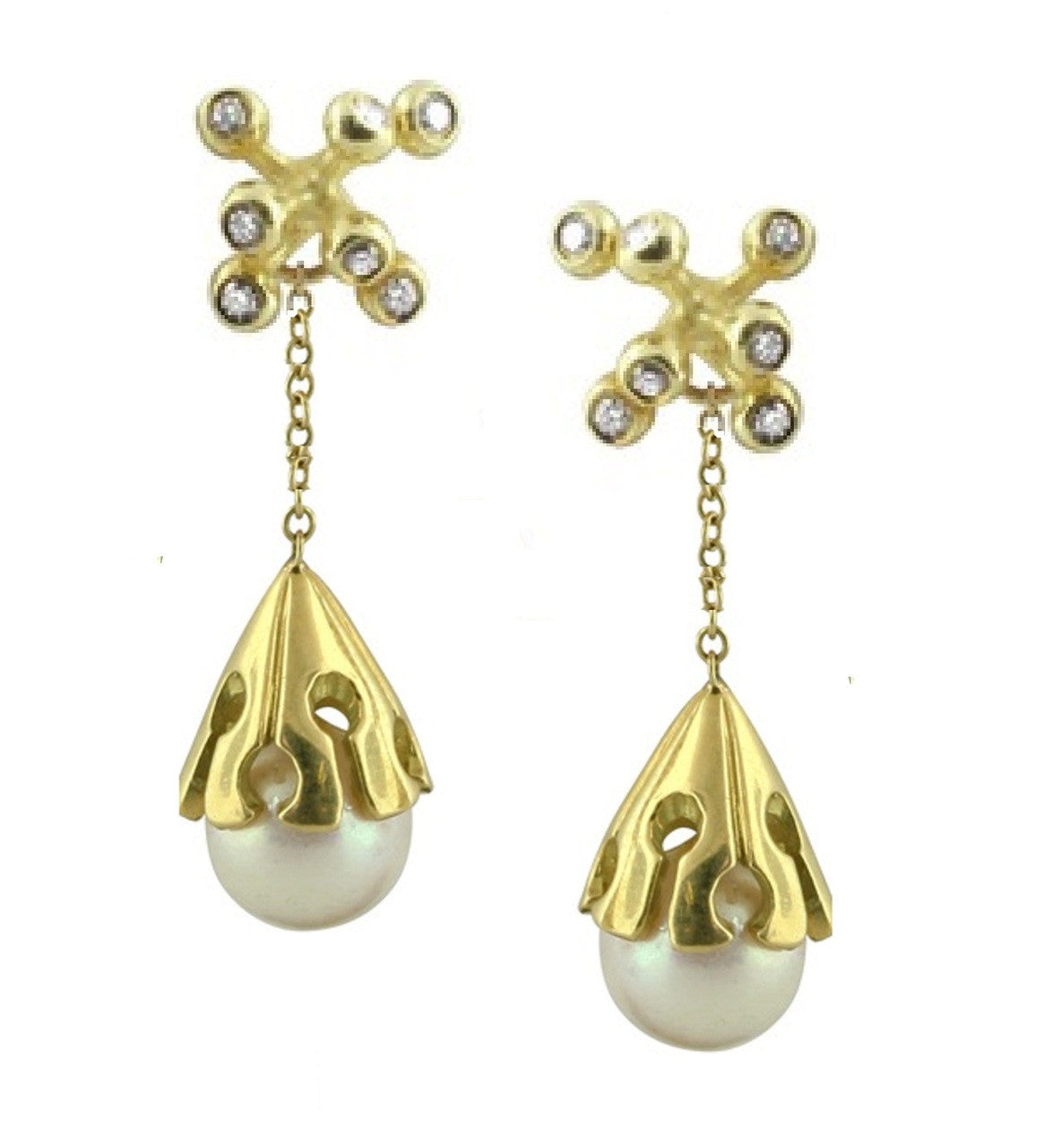 Akoya pearl drop earring-18K Gold