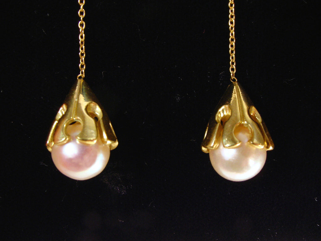 Akoya pearl drop earring-18K Gold