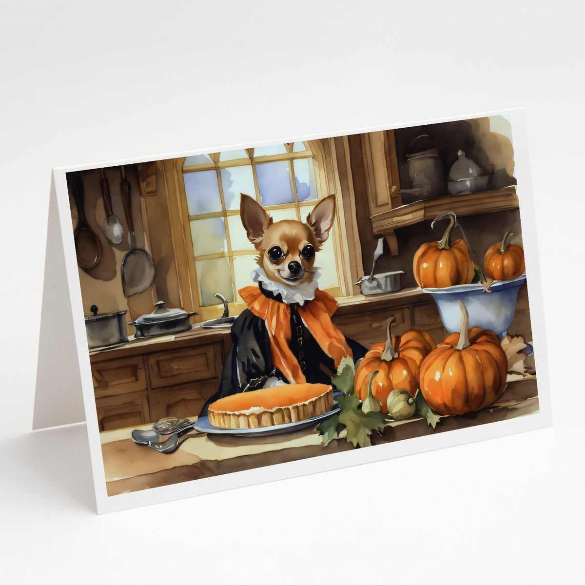 Chihuahua Fall Kitchen Pumpkins Greeting Cards Pack of 8