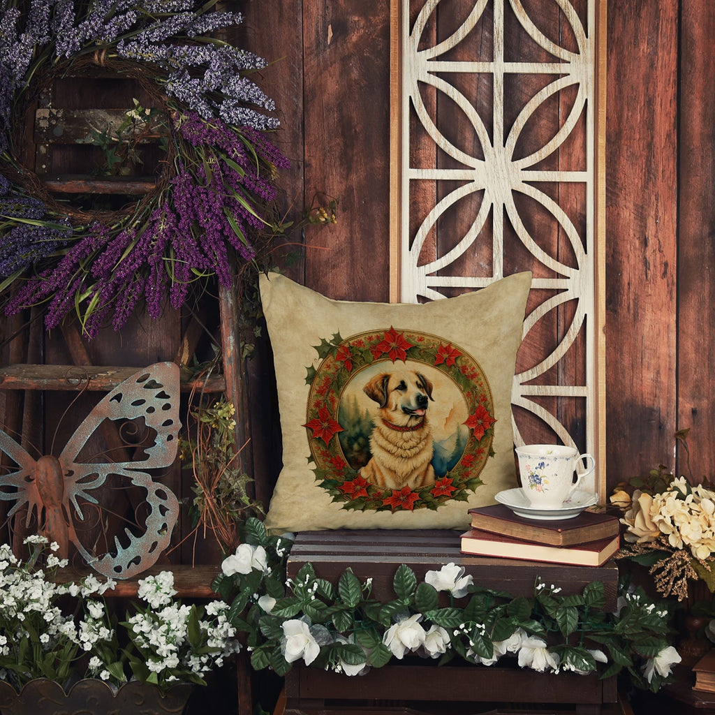 Anatolian Shepherd Dog Christmas Flowers Throw Pillow