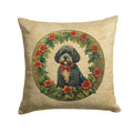 Portuguese Water Dog Christmas Flowers Throw Pillow