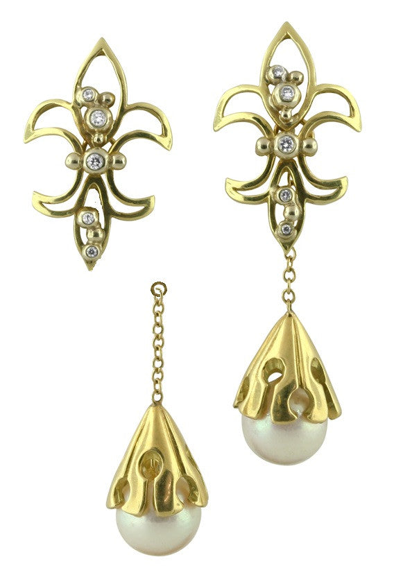 Akoya pearl drop earring-18K Gold