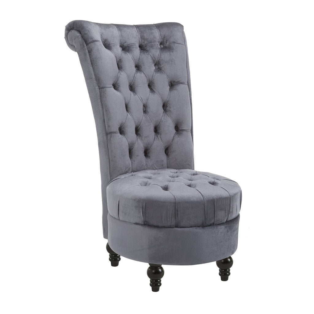 45" Tufted High Back Velvet Accent Chair - Ash Grey