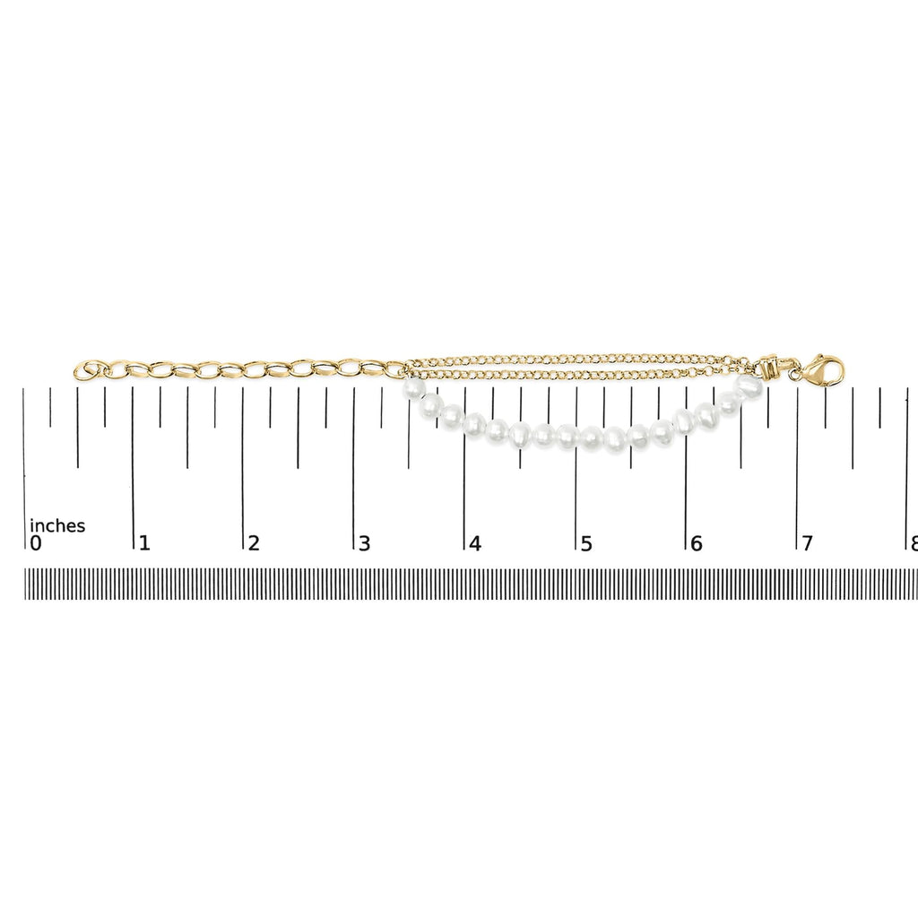 18K Yellow Gold Vermeil Cultured Pearl Station Link Bracelet