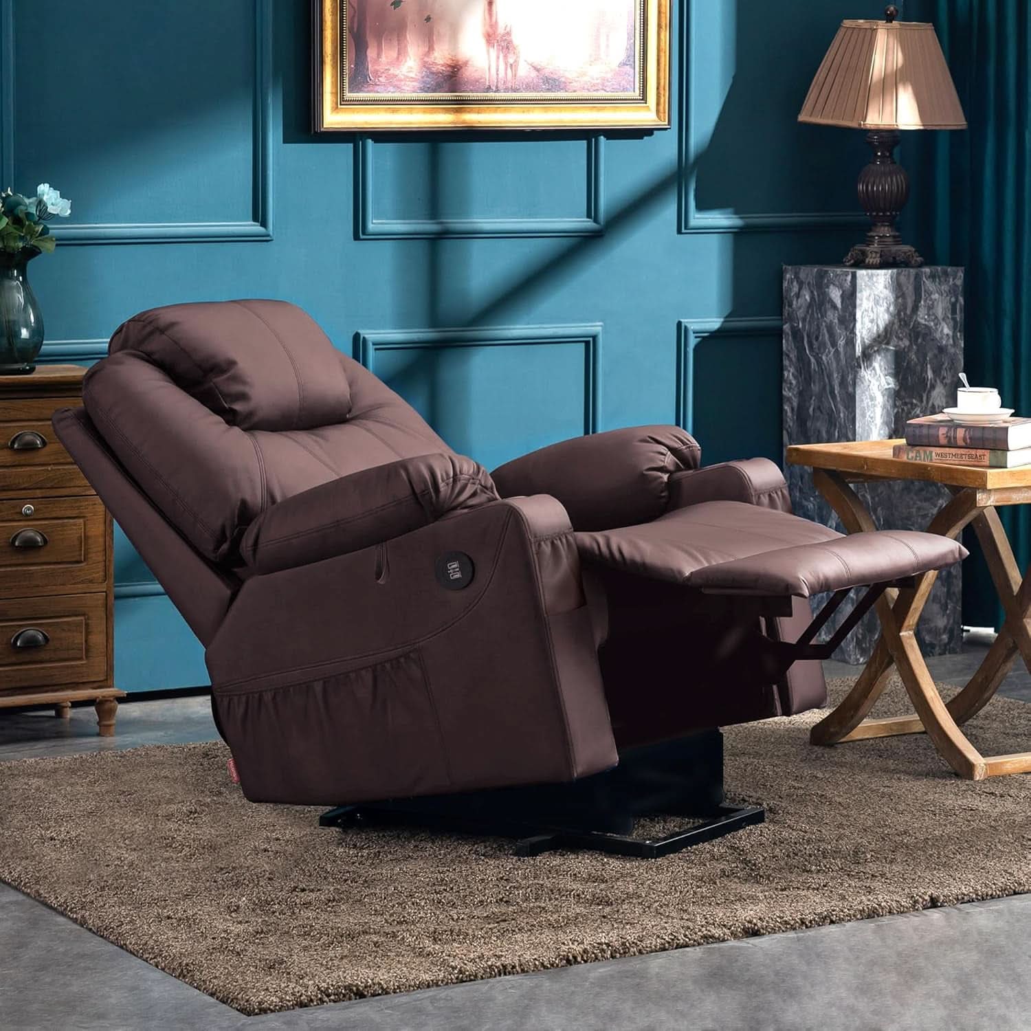 Electric Power Lift Recliner Chair Brown With Massage