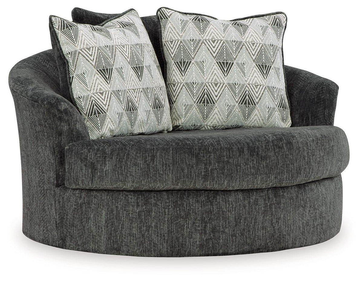 Biddeford - Oversized Swivel Accent Chair - Shadow