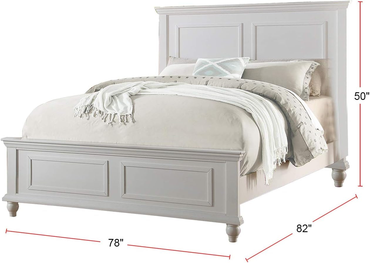 White Eastern King Size Contemporary Platform Bedstead