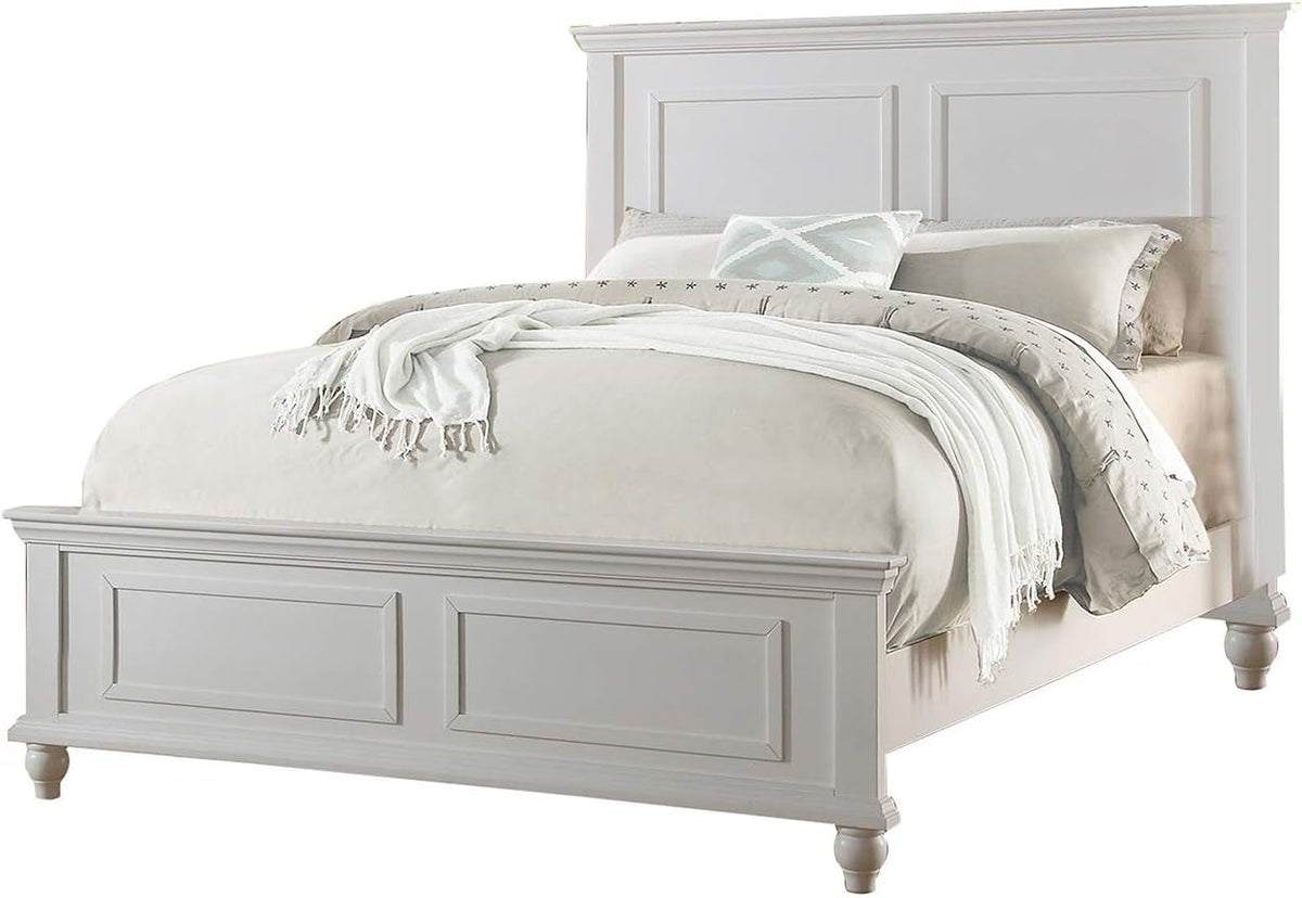 White Eastern King Size Contemporary Platform Bedstead