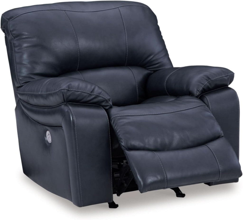 Modern Blue Leather Match Power Rocker Recliner With USB Port