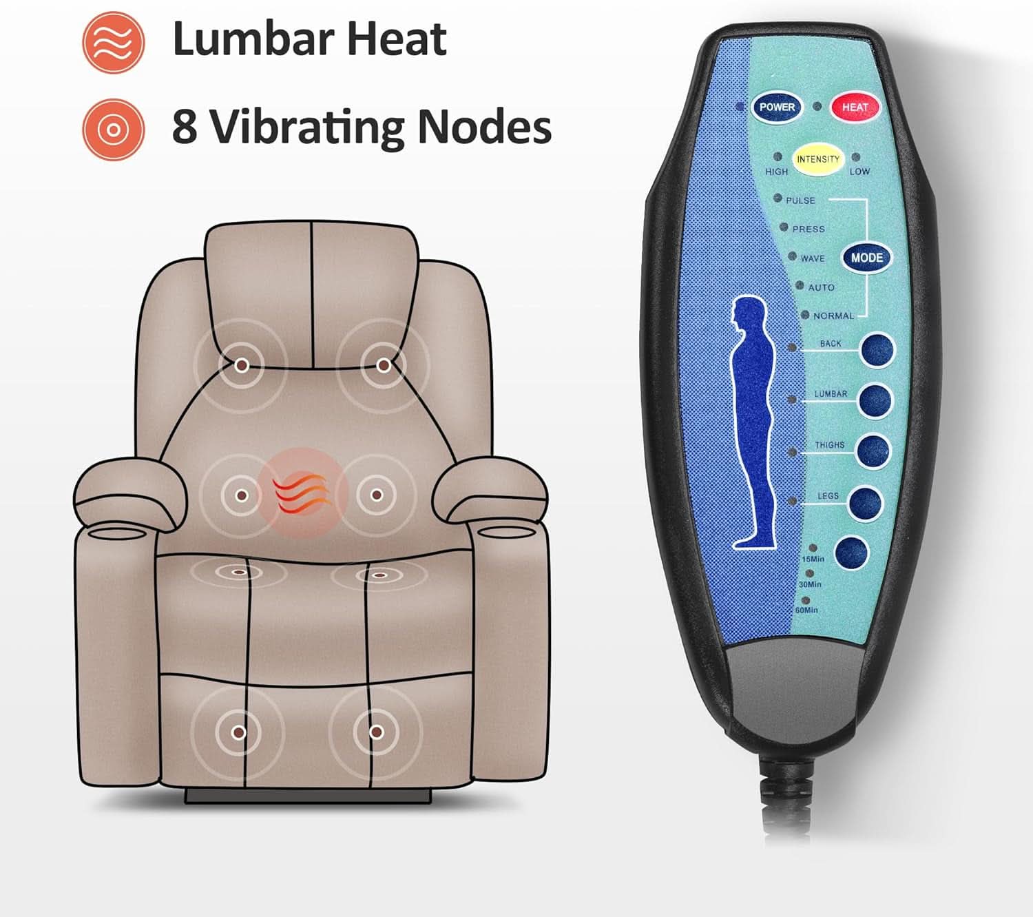 Electric Power Lift Recliner Chair Brown With Massage
