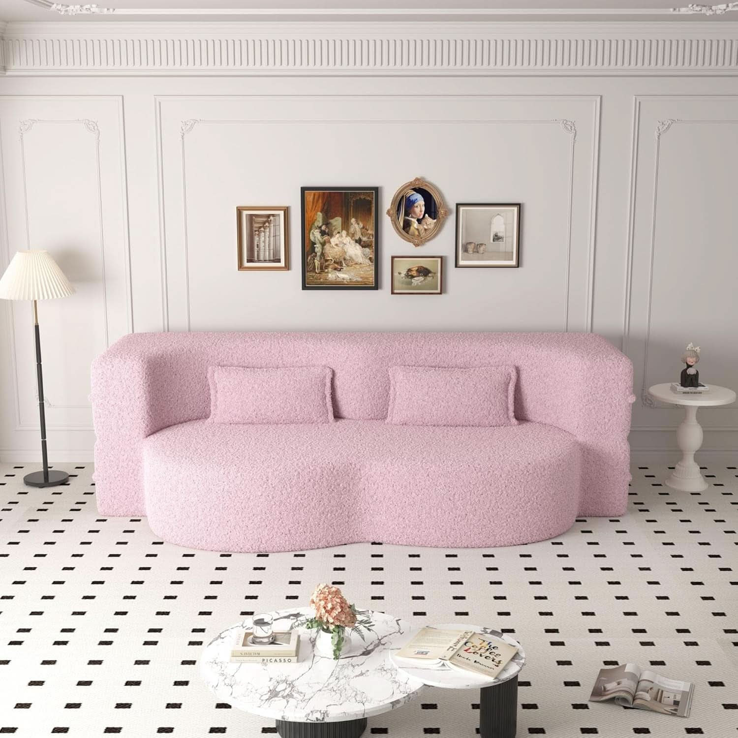 Powder Pink Ultra Comfort Contemporary Foldable Sleeper Sofa