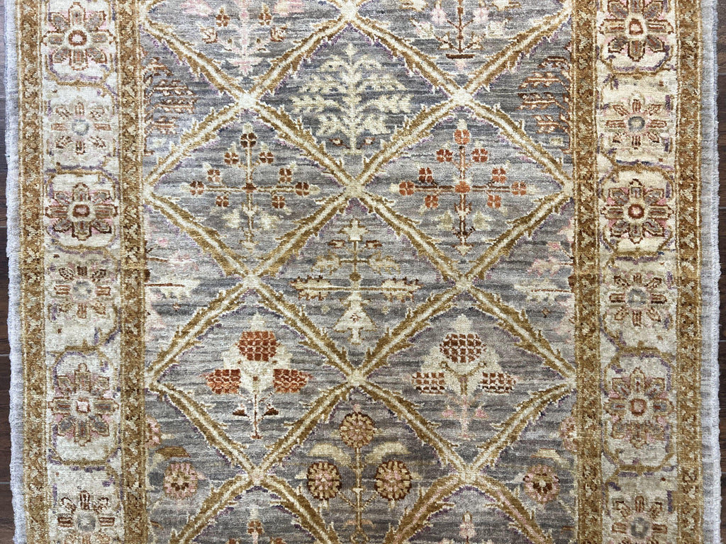 Pakistani Peshawar Rug 3.6 x 5, Safavieh Wool Handmade Hand Knotted Vintage Rug, Panel Design Oriental Carpet, Pair C