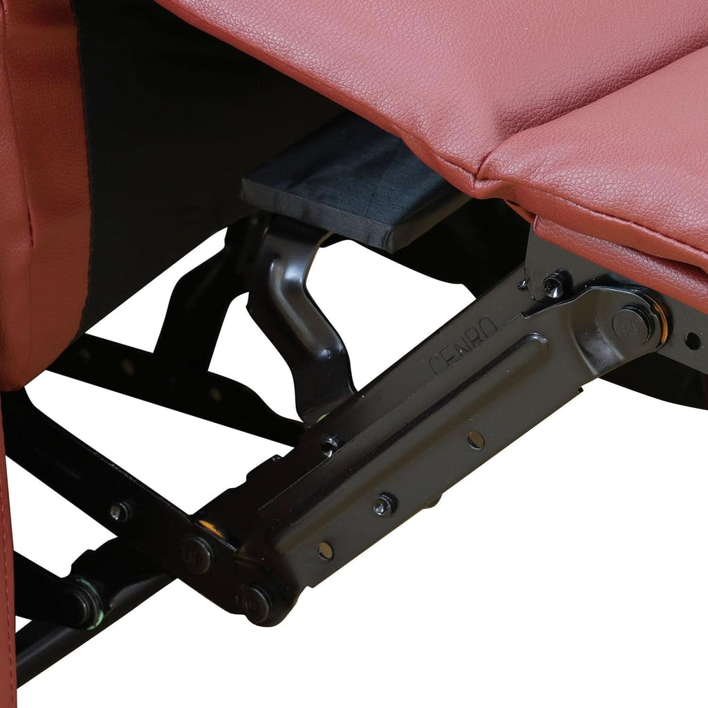 Red Faux Leather Reclining Loveseat With Storage Console