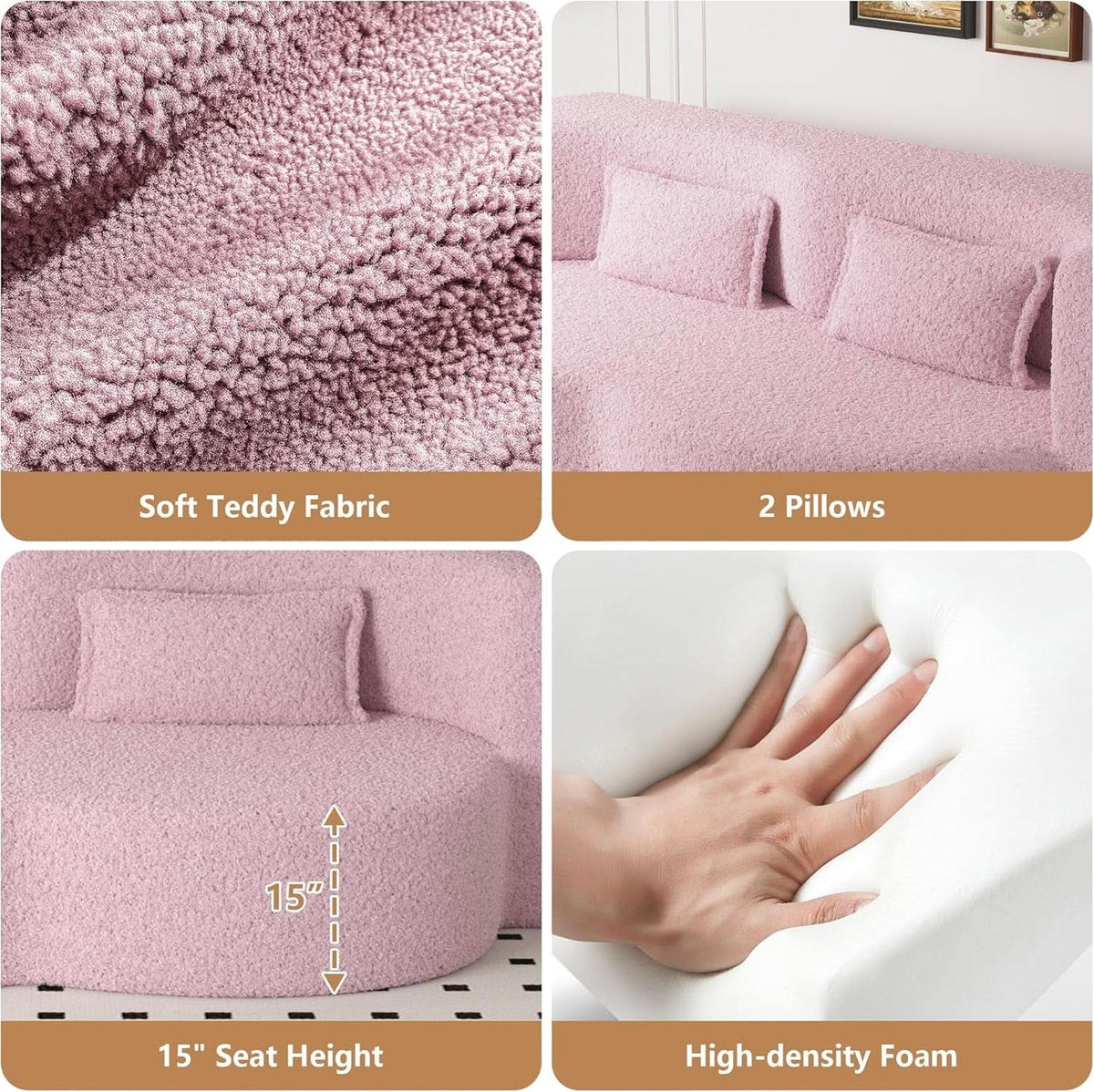 Powder Pink Ultra Comfort Contemporary Foldable Sleeper Sofa