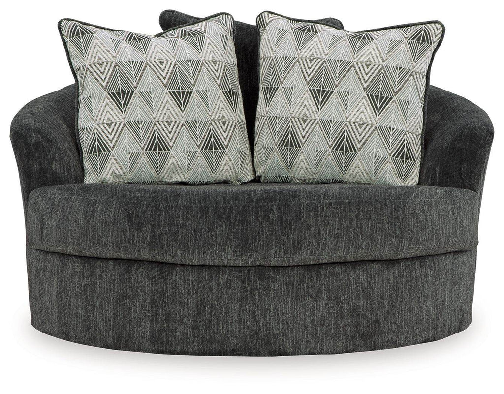 Biddeford - Oversized Swivel Accent Chair - Shadow