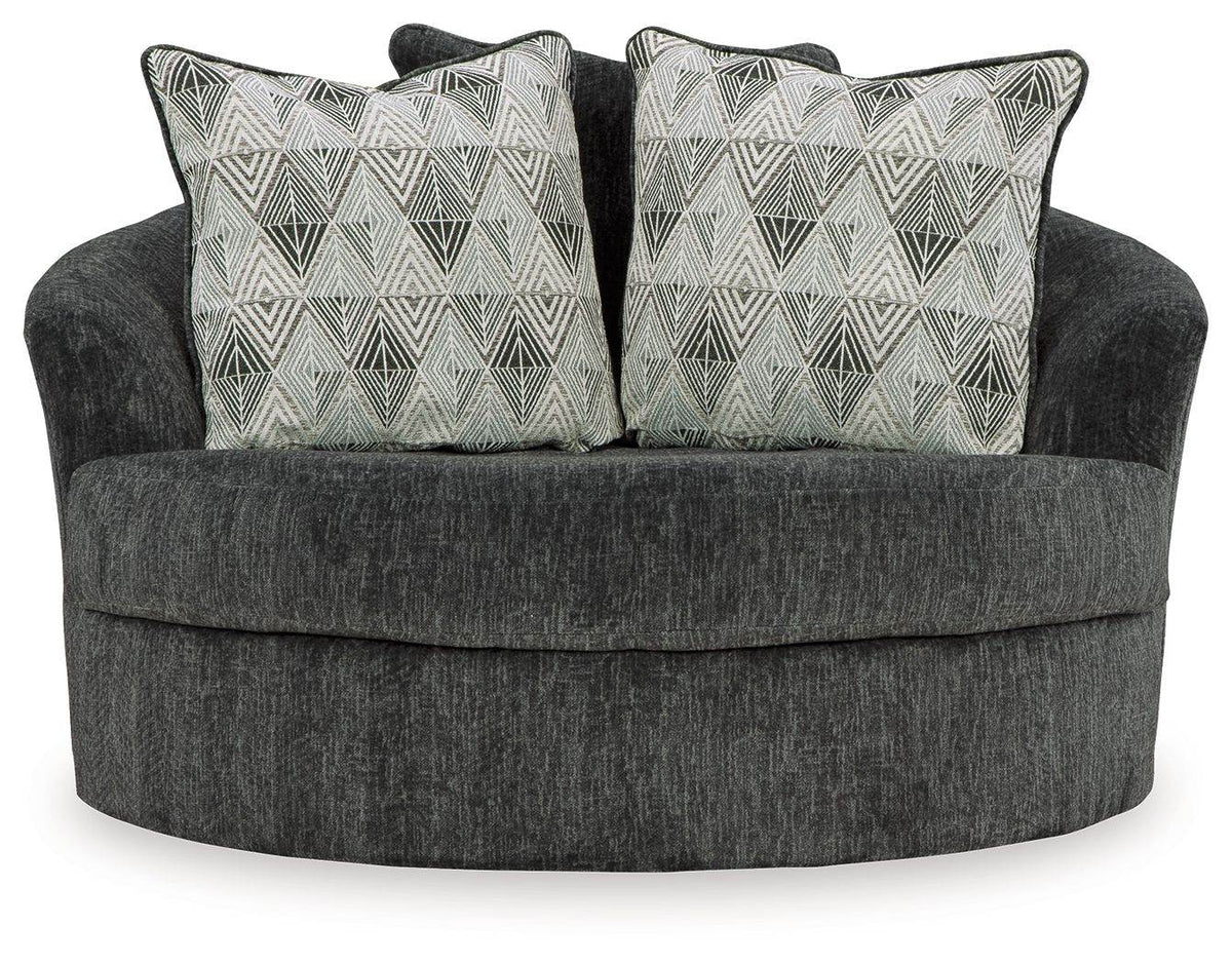 Biddeford - Oversized Swivel Accent Chair - Shadow