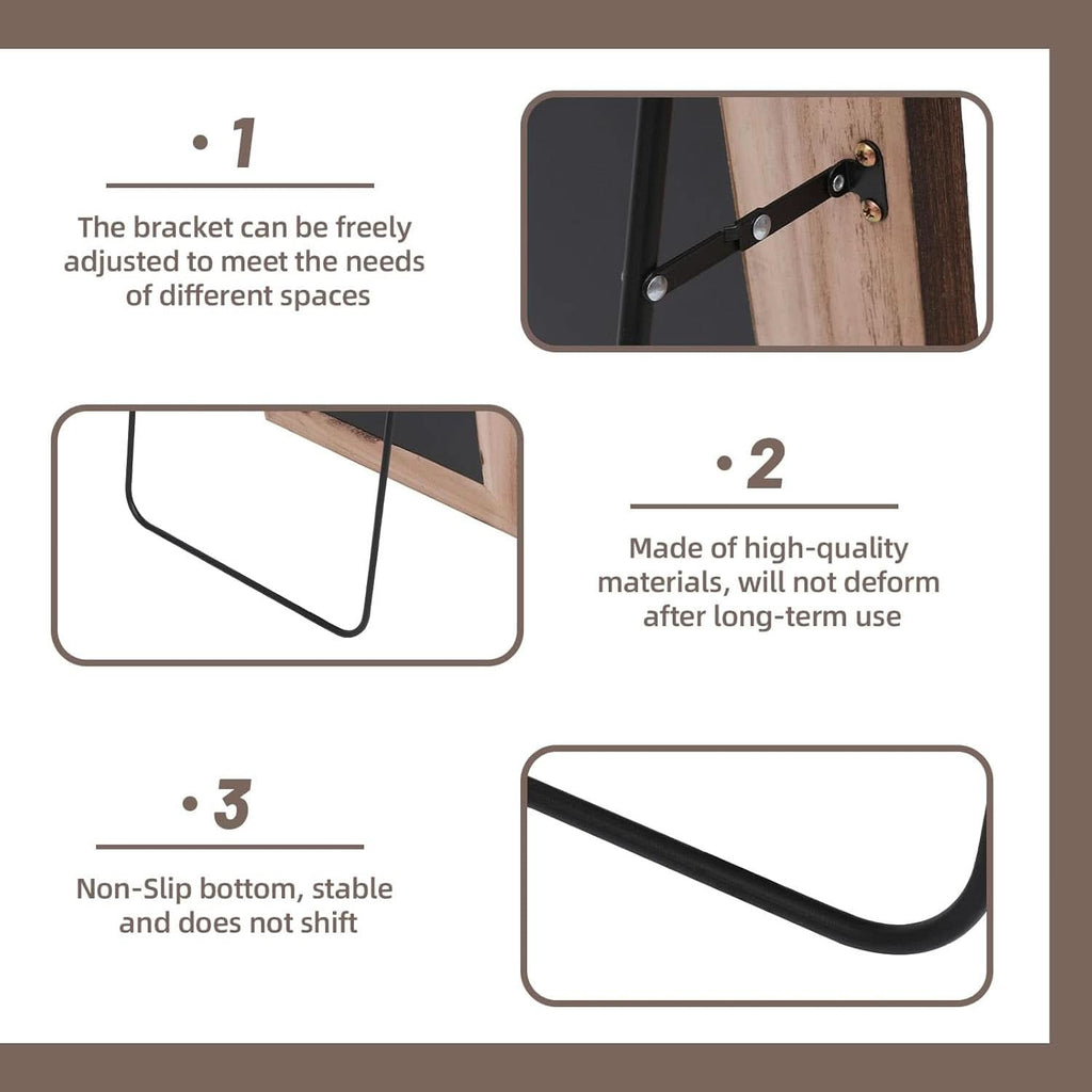 Arched Full Length Mirror 71x32 Inch Brown Solid Wood Frame
