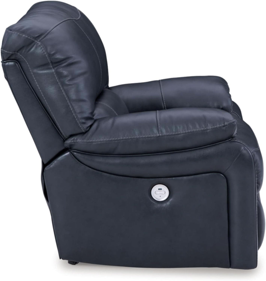 Modern Blue Leather Match Power Rocker Recliner With USB Port